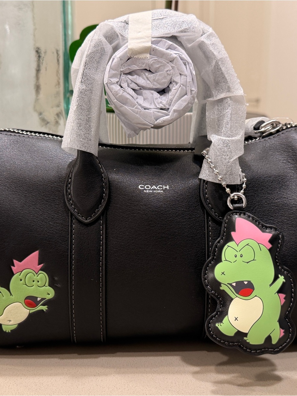 Coach Brain Dead Compass Bag 25 Black with Darby Dino Charm